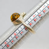 Sterling Silver Baltic Amber Studio Style Ring Vintage 2003 London Size R 1/2
