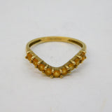 9ct Yellow Gold & Citrine Set Wishbone Dress Ring Vintage Birmingham