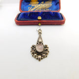 Sterling Silver Hazy Moonstone Drop Charm Pendant Vintage c1970