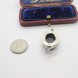 Sterling Silver and Black Onyx Gemstone Charm Pendant Vintage c1970