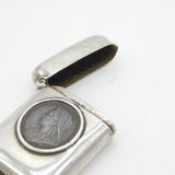 Victorian Sterling Silver Farthing Coin Set Vesta Case Antique 1900 Chester