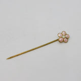 Scandinavian Sterling Silver Gilt & Enamel Floral Stick Pin Antique c1920s