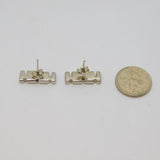 Pair of Sterling Silver Iridescent Crystal 'MUM' Stud Earrings Modern c2000