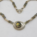 Studio Sterling Silver & Labradorite Dress Pendant Necklace Vintage London