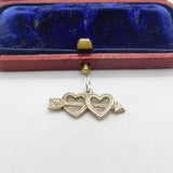 Sterling Silver Arrow through the Heart Charm Pendant Vintage c1970
