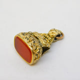George III 12ct Gold Cased Carnelian Agate Floral Chased Fob Seal Antique c1820