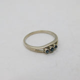 Sterling Silver Triple Stone Sapphire Stacking Ring Modern c1990 Size M 1/2