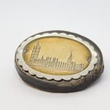 Victorian Vulcanite, Sterling Silver & Brass Parliament Souvenir Brooch Antique