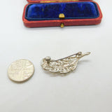 Sterling Silver Filigree Leaf Brooch Vintage c1970