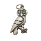 Sterling Silver Egyptian Owl Charm Pendant Vintage c1970s