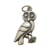 Sterling Silver Egyptian Owl Charm Pendant Vintage c1970s