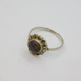 Sterling Silver Blue John & Marcasite Dress Band Ring Antique c1930 Size P