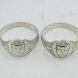 Victorian Pair of Silver Plated Knights Templar Napkin Rings Antique c1890s