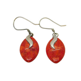 Pair of Sterling Silver Red Jasper Ellipse Studio Drop Earrings Vintage c1970