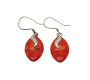 Pair of Sterling Silver Red Jasper Ellipse Studio Drop Earrings Vintage c1970