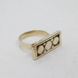 Sterling Silver Three Framed Circles Studio Band Ring Vintage c1970 Size O
