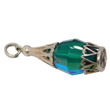 Sterling Silver Glass Set Bottle Charm Pendant Vintage c1970