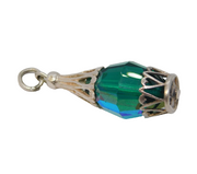 Sterling Silver Glass Set Bottle Charm Pendant Vintage c1970
