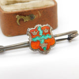 Sterling Silver Enamel Crested Bar Brooch 'NCAA, 1920' Antique 1920 Birmingham