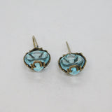 Pair of Sterling Silver Pale Blue Glass Hook Drop Studio Earrings Vintage c1970