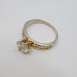 Sterling Silver CZ Engagement Or Dress Ring Modern c1990 Size M