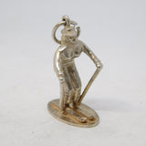 Sterling Silver Downhill Skier Charm Pendant Vintage c1970
