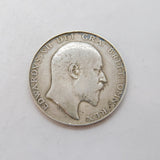 King Edward VII .925 Silver Half Crown Coin Antique 1910 Fine Condition