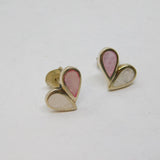 Pair of Sterling Silver Pink & White Shell Petal Stud Earrings Vintage c1970