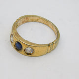 800 Silver Gilt Sapphire & Spinel Italian Band Ring Modern c2000 Size M 1/2
