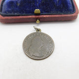 King Louis XIV Liard of France Old Bust Coin Charm Pendant 1697 Antique
