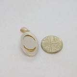 Sterling Silver Cabochon Black Onyx Oval Charm Pendant Vintage c1970
