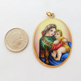 19th Century Austro-Hungarian 14ct Gold Mounted Enamel Religious Pendant Antique