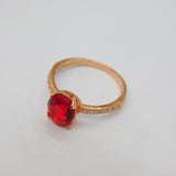 Rose-Gold On Sterling Silver Red & White Crystal Ring Vintage c2000 Size Q 1/2