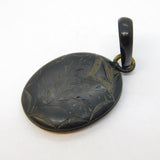 Victorian Hand Chased Vulcanite Floral Pattern Drop Pendant Antique c1880s