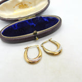 Silver Gilt Bi-Colour and Diamond Paste Hoop Earrings Vintage c1970