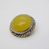 19th Century Sterling Silver & Lemon Hardstone Brooch Pin Antique c1890s