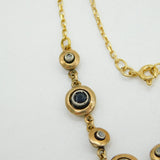 Art Deco 9ct Yellow Gold, Sapphire & Diamond Lavalier Necklace Antique c1920s