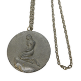 Georg Jensen Mid-Century Large Pewter Mermaid Pendant Necklace No. 93