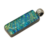 Sterling Silver Large Dichroic Glass Drop Pendant Vintage c1980s