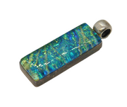 Sterling Silver Large Dichroic Glass Drop Pendant Vintage c1980s