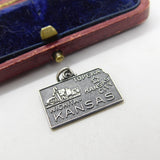 Sterling Silver State of Kansas USA Charm Pendant Vintage c1970