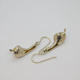 Pair of Sterling Silver Pearl Lily Form Hook Drop Earrings Contemporary c1990