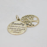 Sterling Silver Family Quote Tree Of Life Double Disc Pendant Modern c2000s
