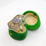 Sterling Silver Gilt Diamond & Iolite Art Deco Dress Ring Antique c1930 Size M