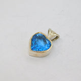 Sterling Silver Blue Topaz Heart Charm Pendant Contemporary c2000s