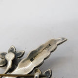 Sterling Silver & Paste Set Floral Spray Brooch Vintage c1930 Art Deco