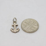 Sterling Silver Patterned Anchor Charm Pendant Vintage c1970s