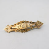 Edwardian Gold Fronted Floral Pattern Sweetheart Brooch Antique c1910
