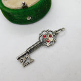 Sterling Silver 21st Birthday Key Charm Pendant Vintage c1970
