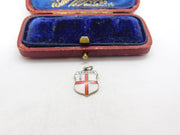Sterling Silver and Enamel London Travel Shield Charm Pendant Vintage c1970